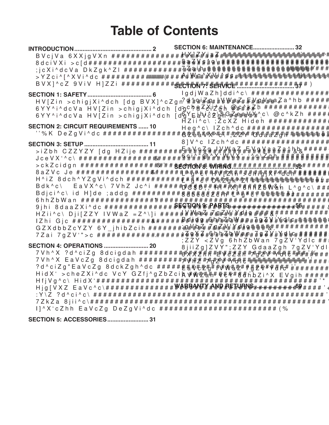 Grizzly G0675 owner manual Table of Contents 