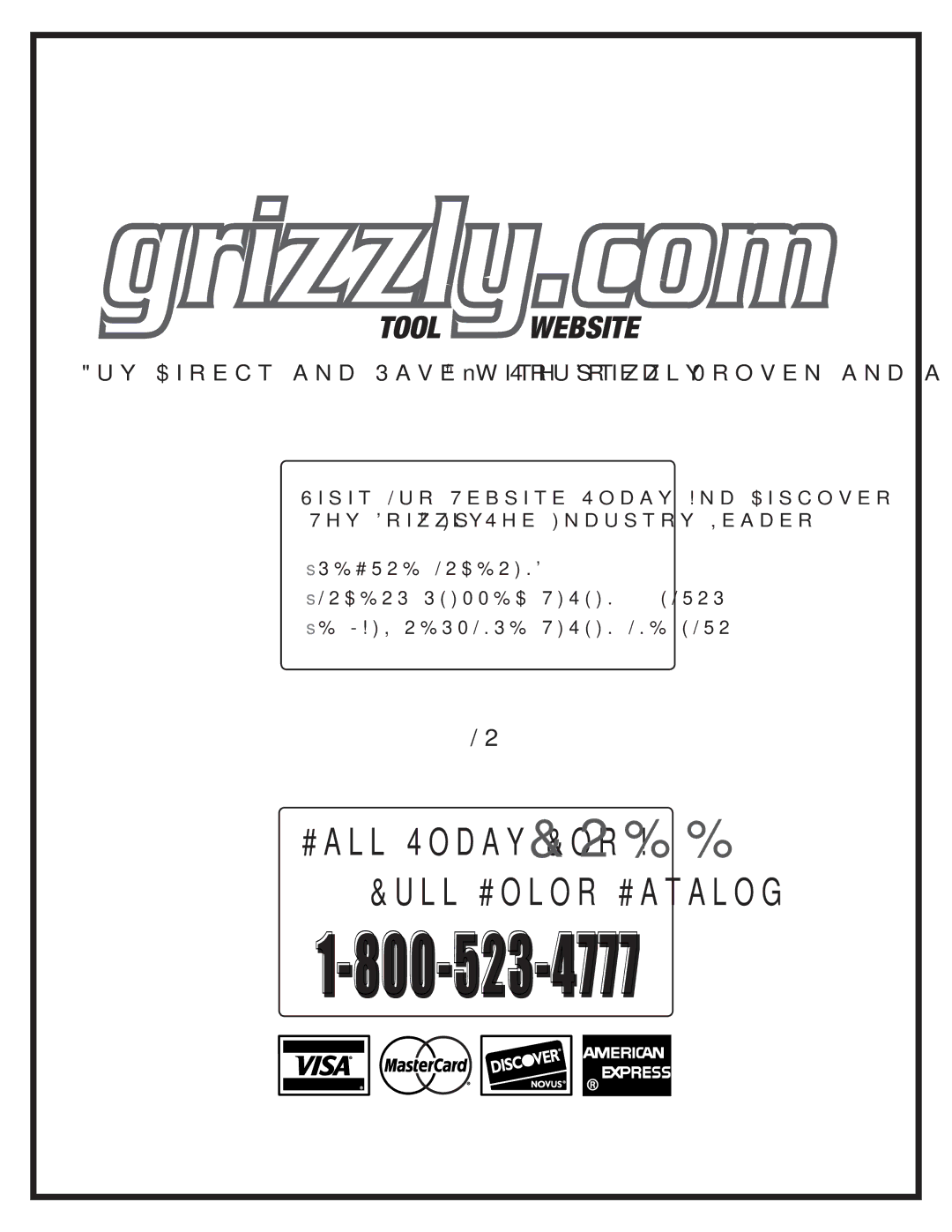 Grizzly G0675 owner manual #ALL 4ODAYD&ORO! &2%% 