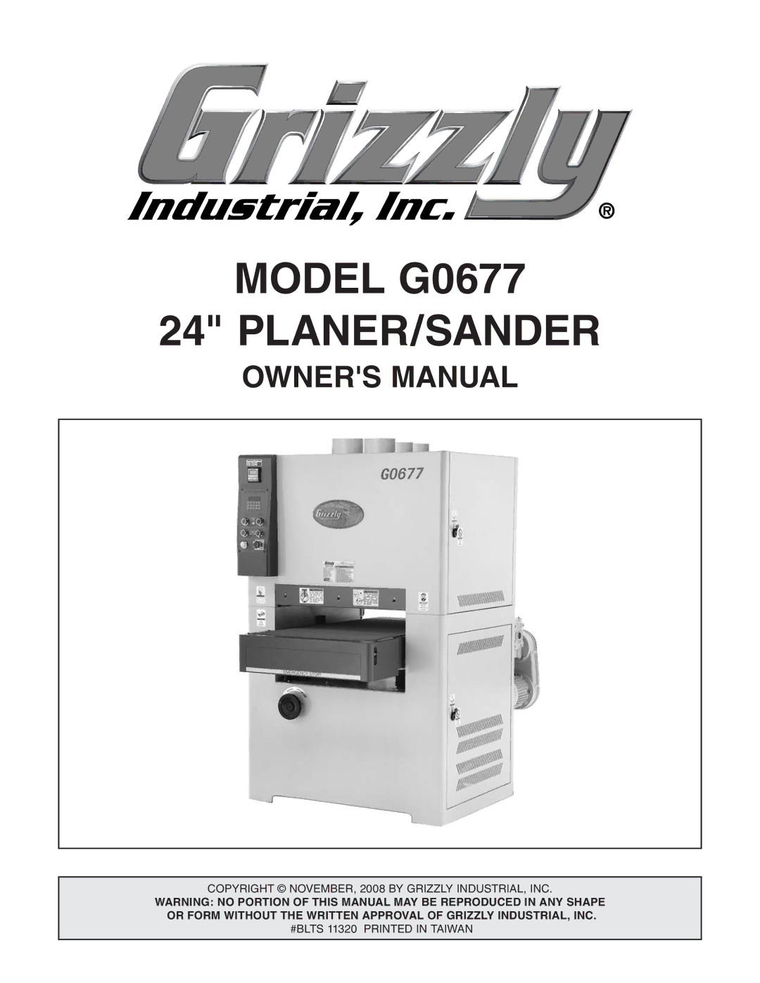 Grizzly owner manual Model G0677 PLANER/SANDER 