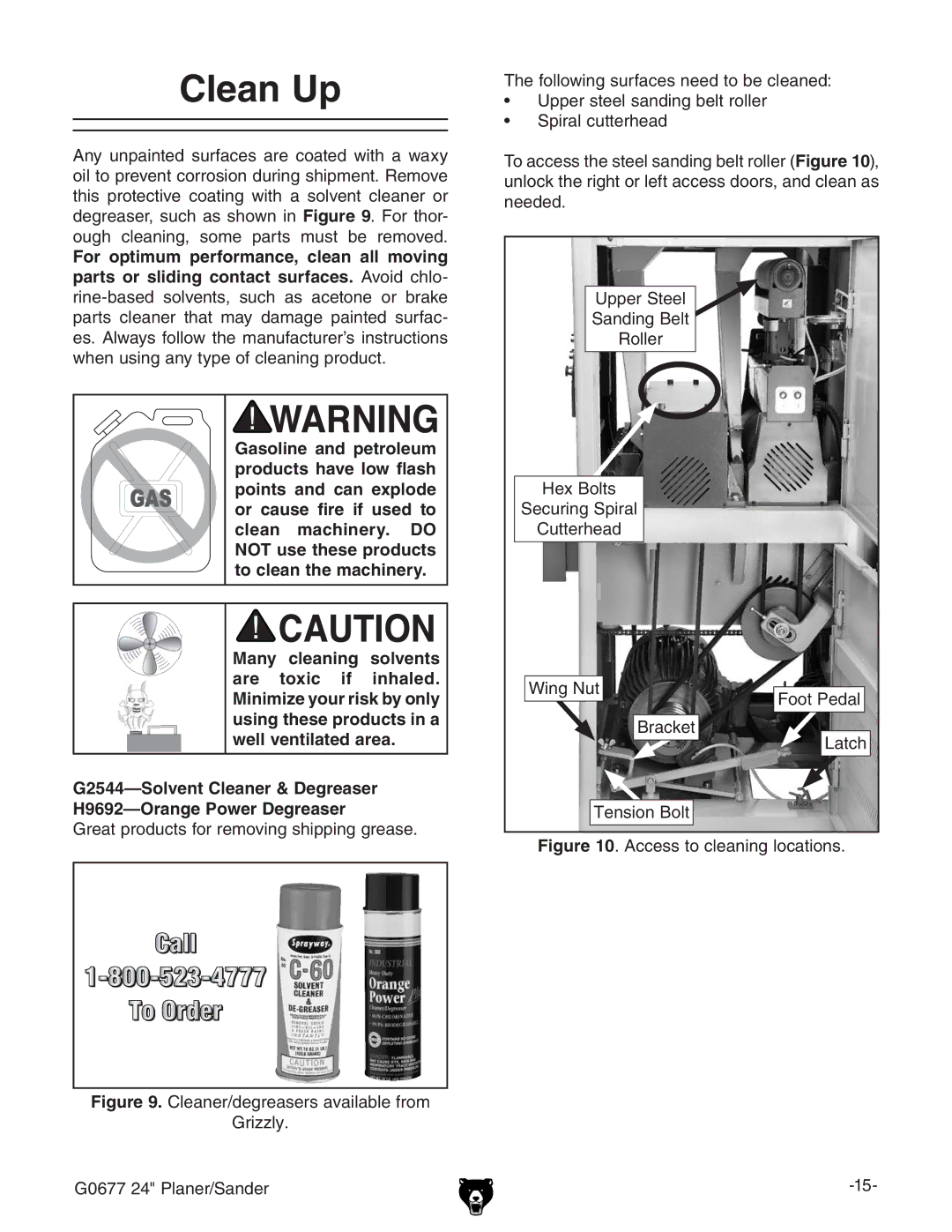 Grizzly G0677 owner manual Clean Up, IZdaadlc\hjgVXZhcZZYidWZXaZVcZY, HegVaXjiiZgZVY, Czzyzy# 