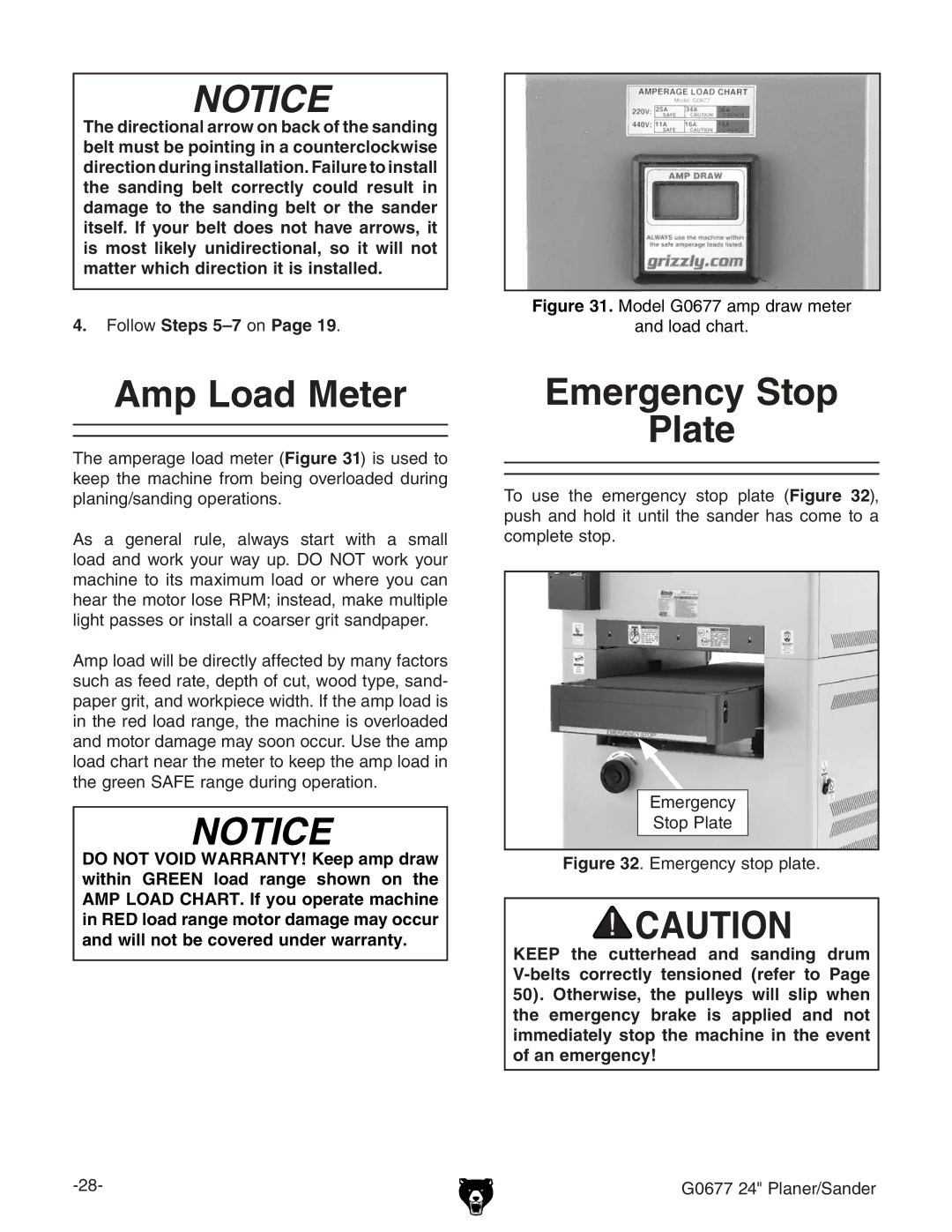 Grizzly G0677 owner manual Amp Load Meter, Emergency Stop Plate, DaadlSteps 5-7dcPage 19# 