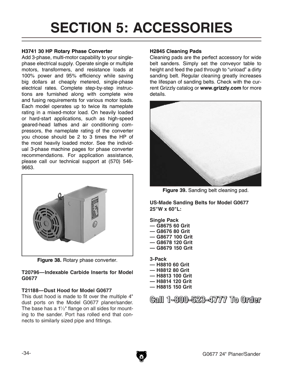 Grizzly G0677 owner manual Accessories, H3741 30 HP Rotary Phase Converter 