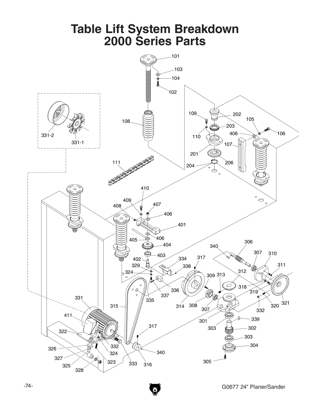 Grizzly G0677 owner manual Table Lift System Breakdown Series Parts 