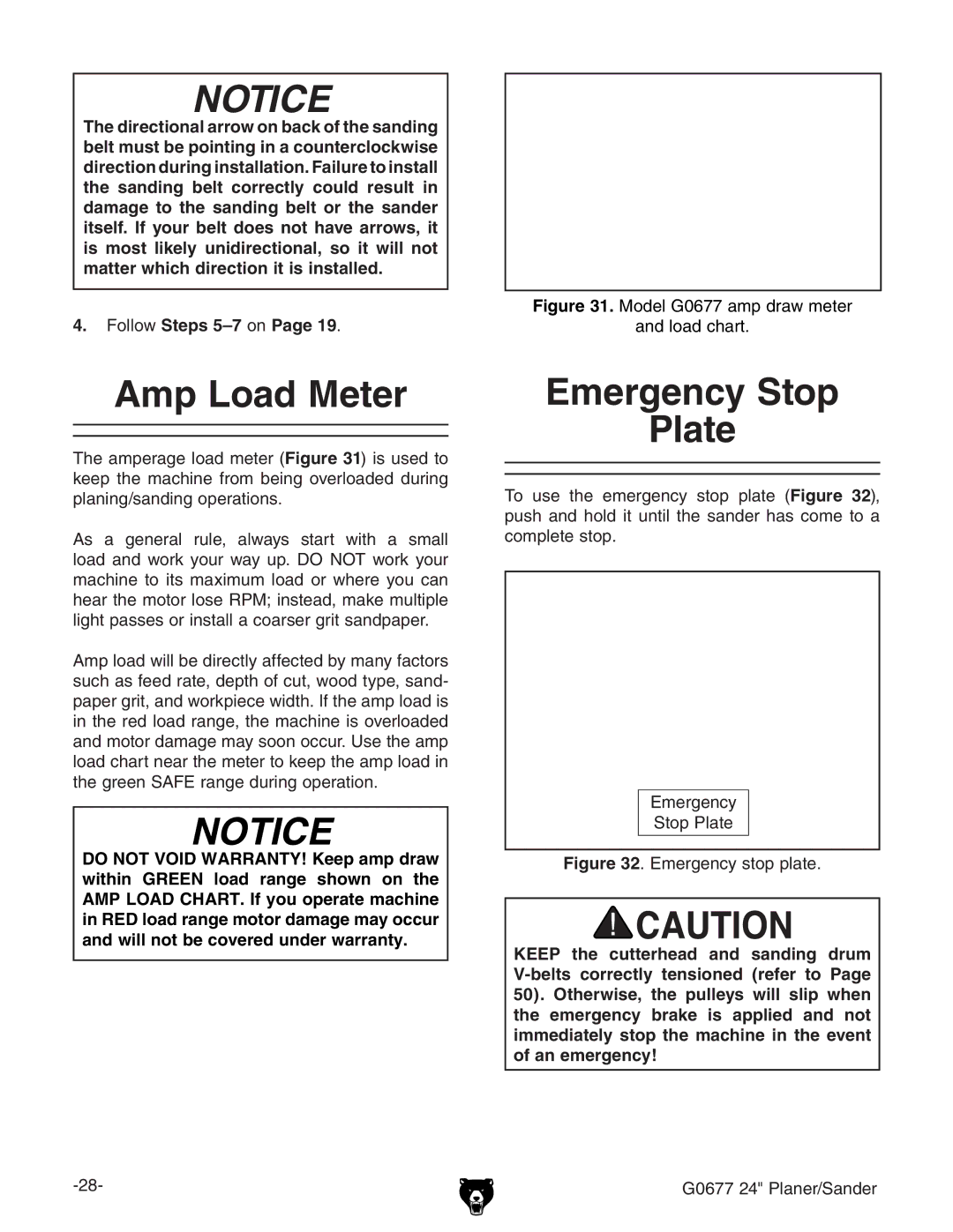 Grizzly G0677 owner manual Amp Load Meter, Emergency Stop Plate, DaadlSteps 5-7dcPage 19# 