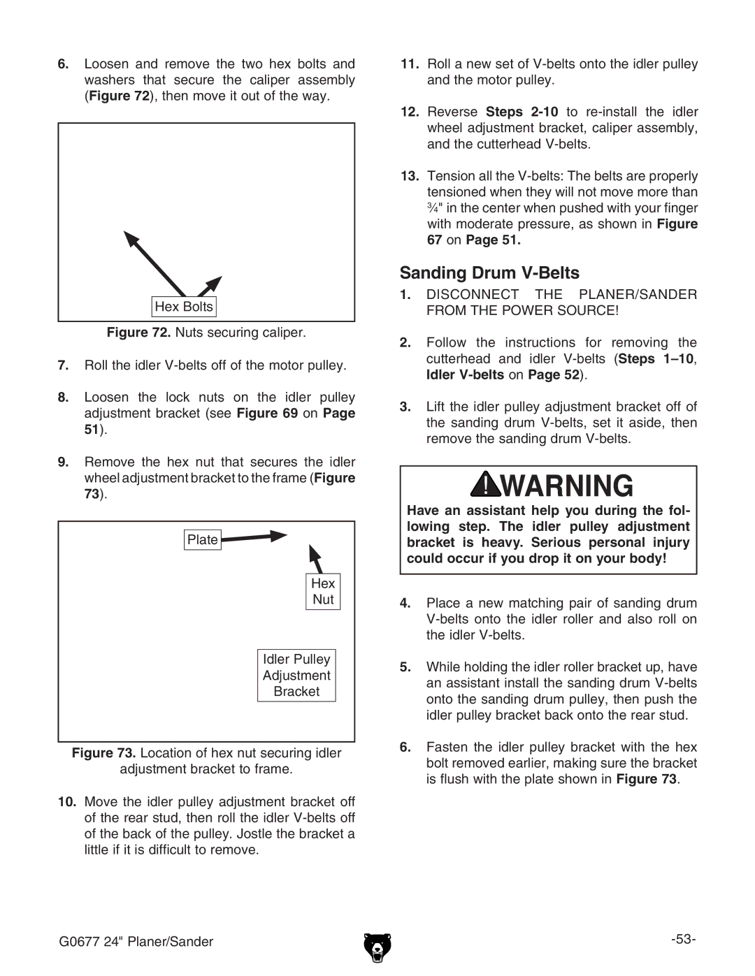 Grizzly G0677 owner manual Sanding Drum V-Belts, =Zm7daih, EaViZ 