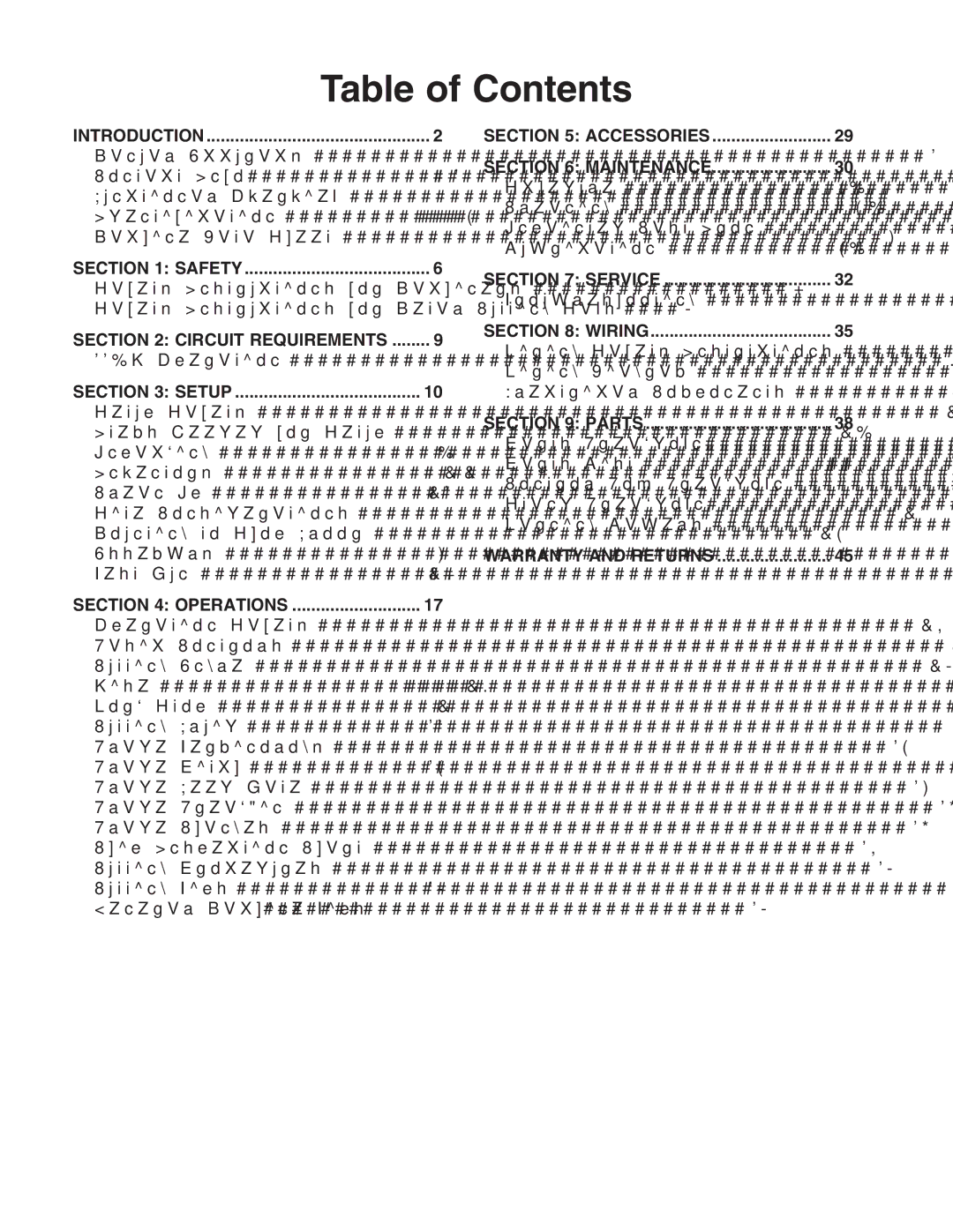 Grizzly G0682 owner manual Table of Contents 