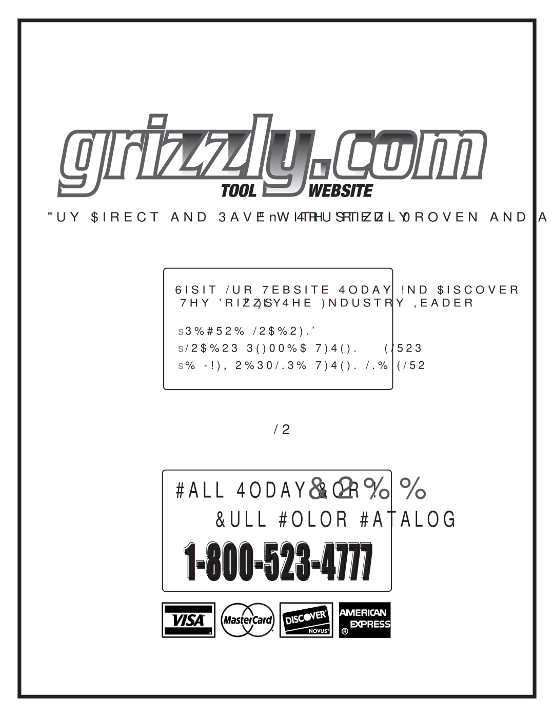 Grizzly G0682 owner manual #ALL 4ODAYD&ORO! &2%% 