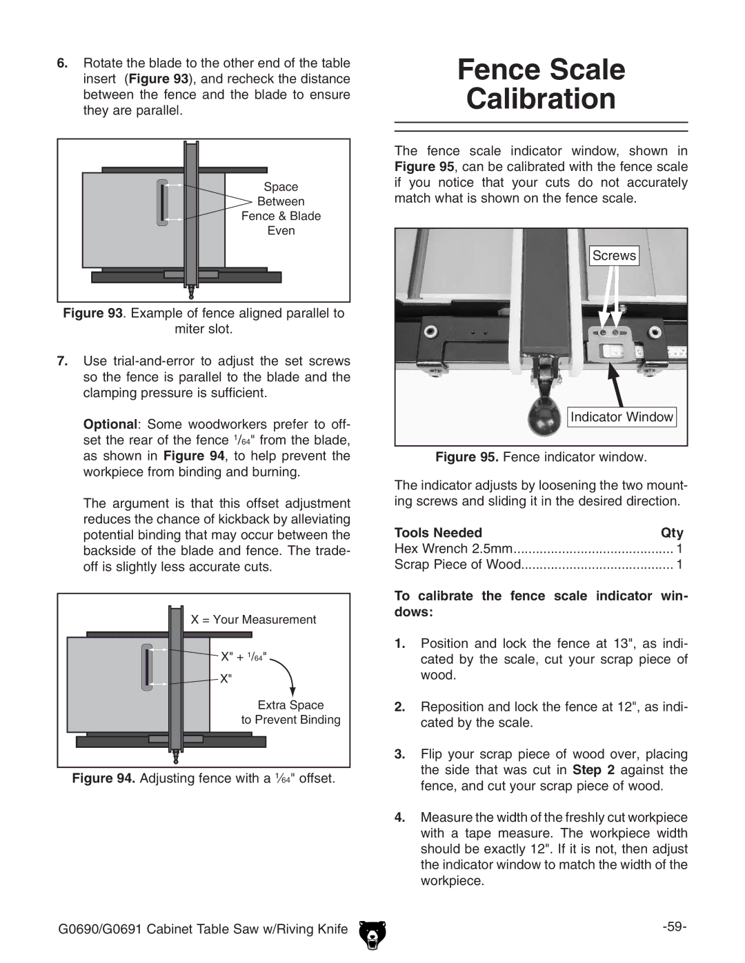 Grizzly G0690 Fence Scale Calibration, BiZghadi#, HXgZlh CYXVidgLcYdl, To calibrate the fence scale indicator win- dows 