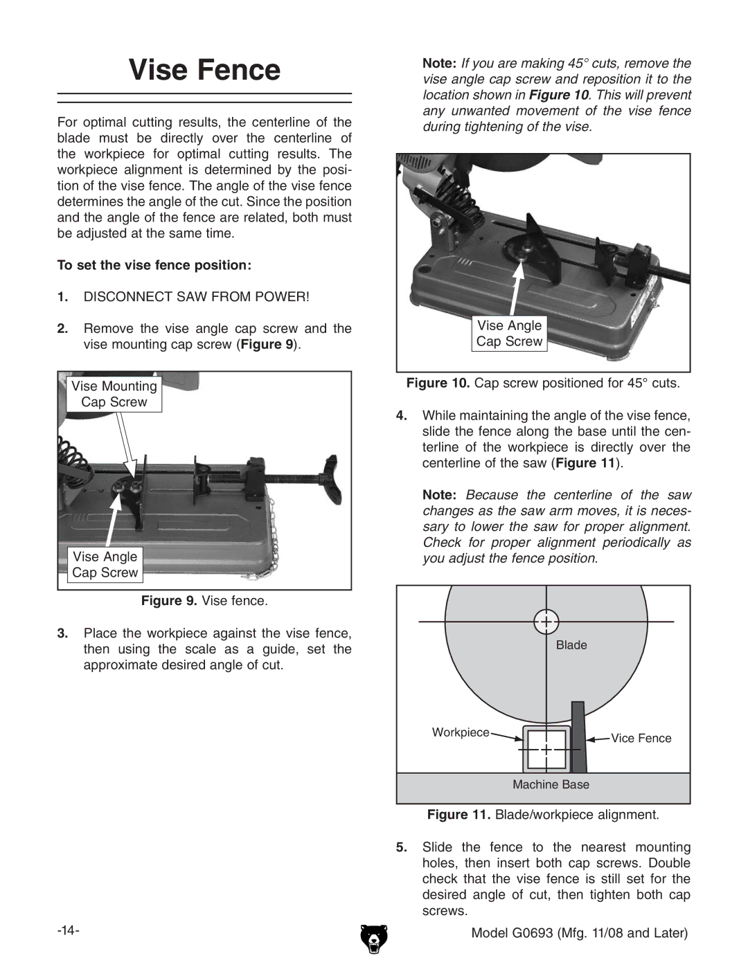 Grizzly G0693 owner manual Vise Fence, To set the vise fence position, 9H8DCC8IH6LGDBEDLG, XZciZgacZdiZhVl # 