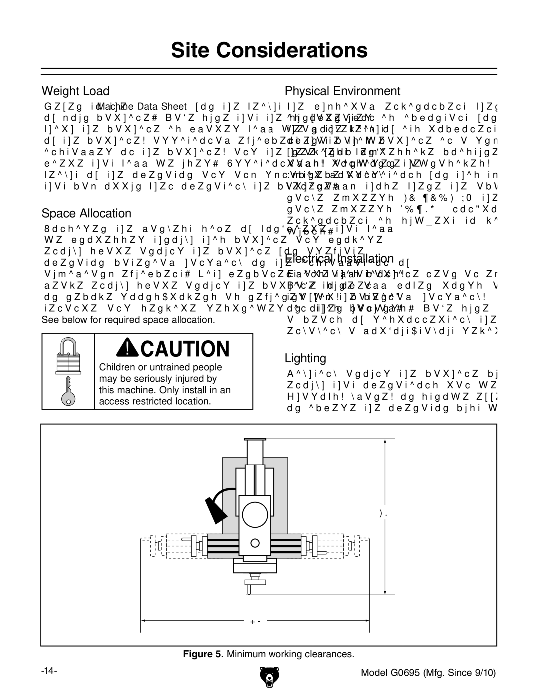 Grizzly G0695 owner manual Site Considerations 