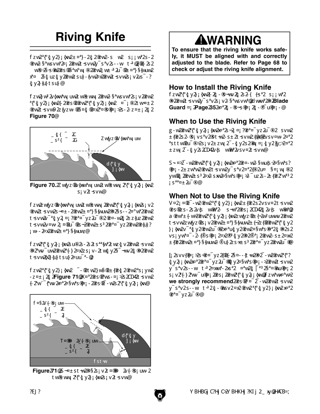 Grizzly G0696X, G0697X How to Install the Riving Knife, When to Use the Riving Knife, When Not to Use the Riving Knife 