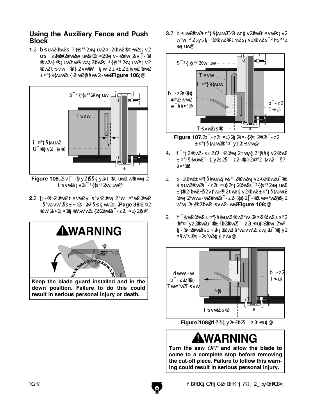 Grizzly G0606X1, G0696X, G0697X, G0605X1 owner manual Using the Auxiliary Fence and Push Block 