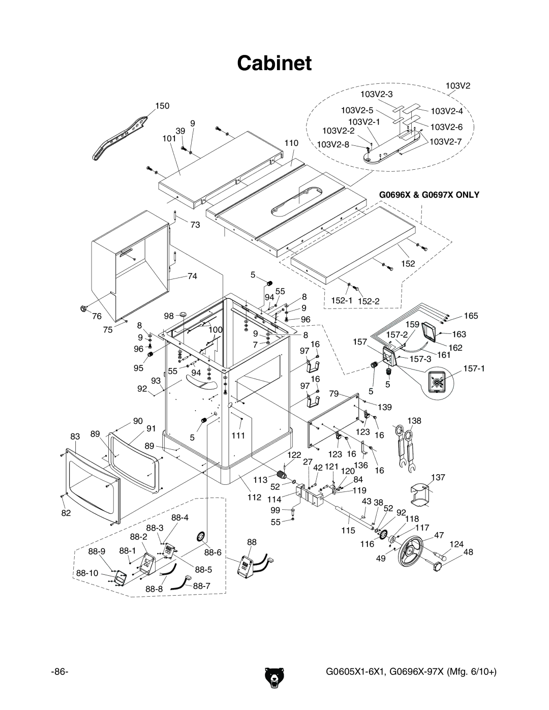 Grizzly G0696X, G0697X, G0606X1, G0605X1 owner manual Cabinet, + &%K 