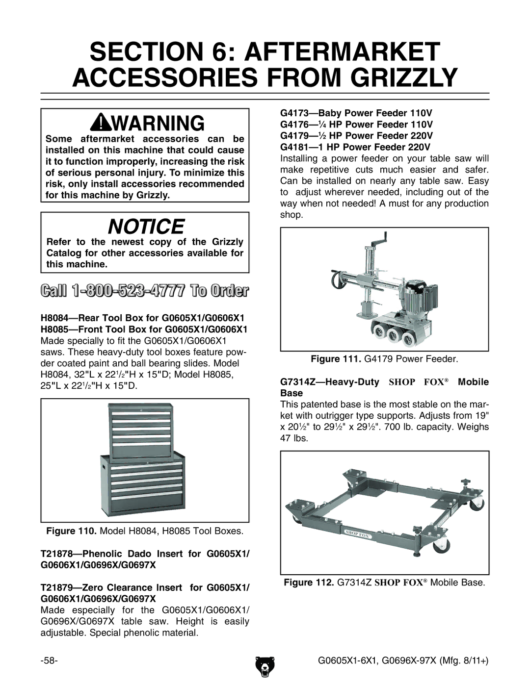 Grizzly G0697X, G1023SL owner manual Aftermarket Accessories from Grizzly, BdYZa=-%-!=-%-*Idda7dmZh# 