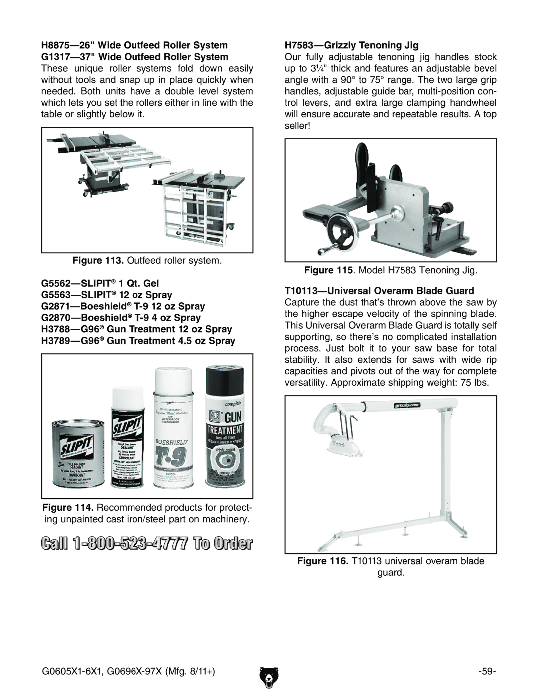 Grizzly G1023SL, G0697X owner manual DjiZZYgdaaZghnhiZb#, H7583-Grizzly Tenoning Jig 