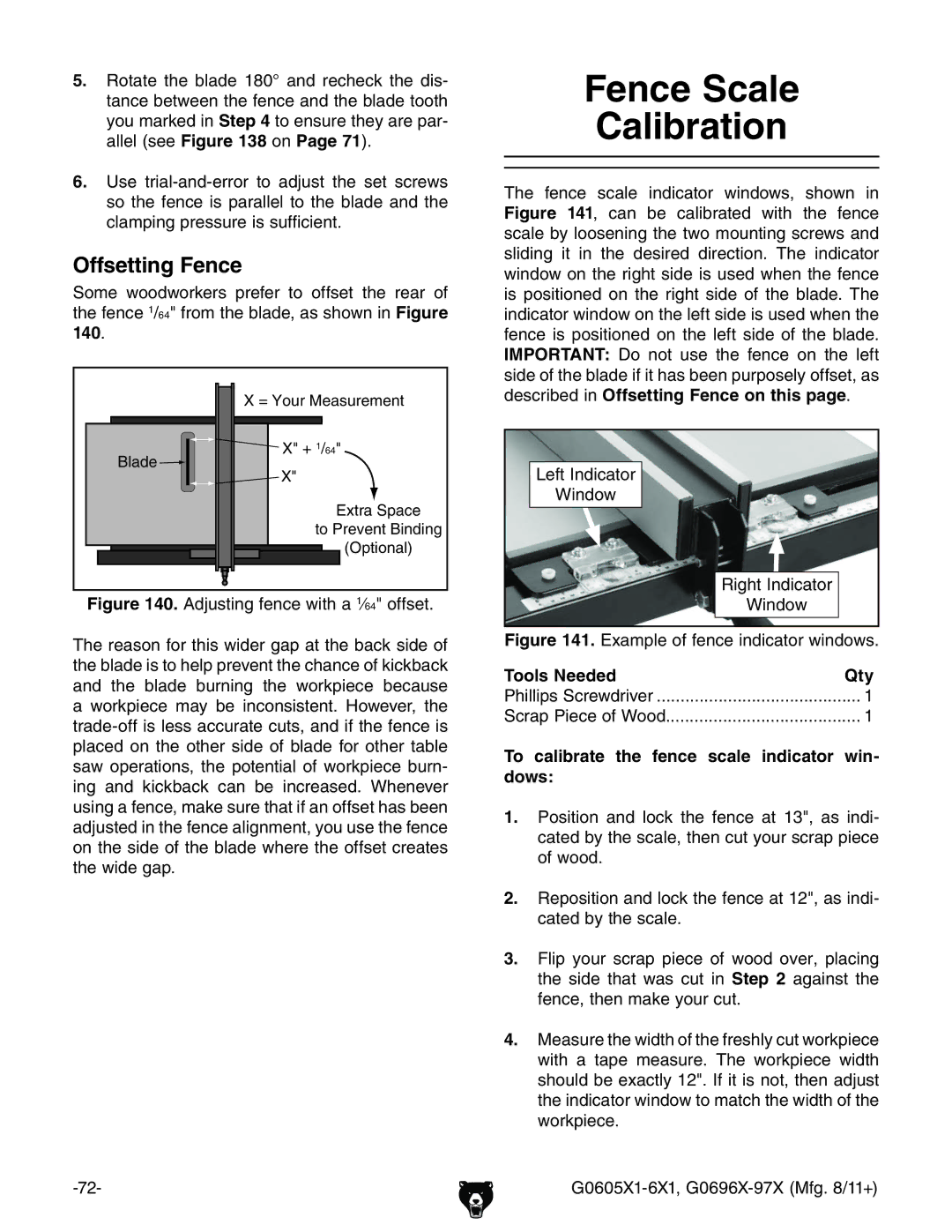 Grizzly G0697X, G1023SL owner manual Fence Scale Calibration, Offsetting Fence, AZicYXVidg LcYdl \icYXVidg 