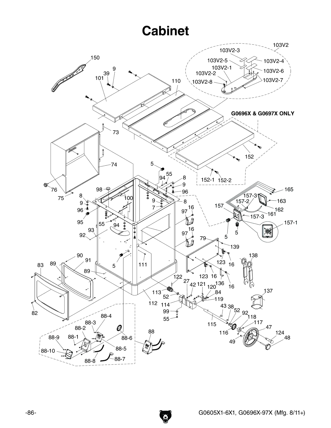 Grizzly G0697X, G1023SL owner manual Cabinet, + &%K 