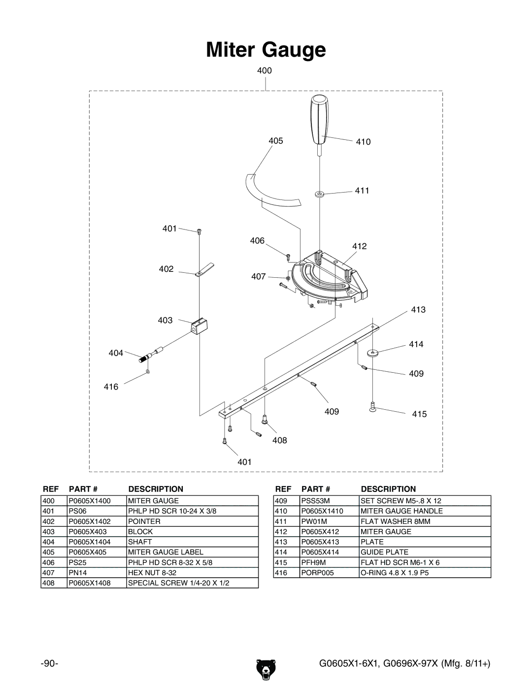 Grizzly G0697X, G1023SL owner manual Miter Gauge Label 