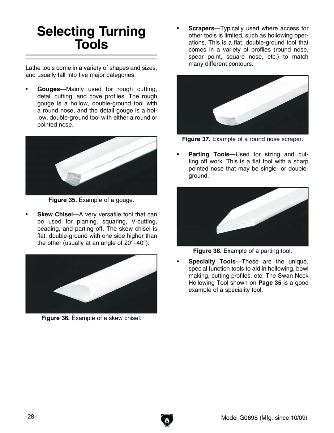 Grizzly G0698 owner manual Selecting Turning Tools, mVbeaZdV\dj\Z# 