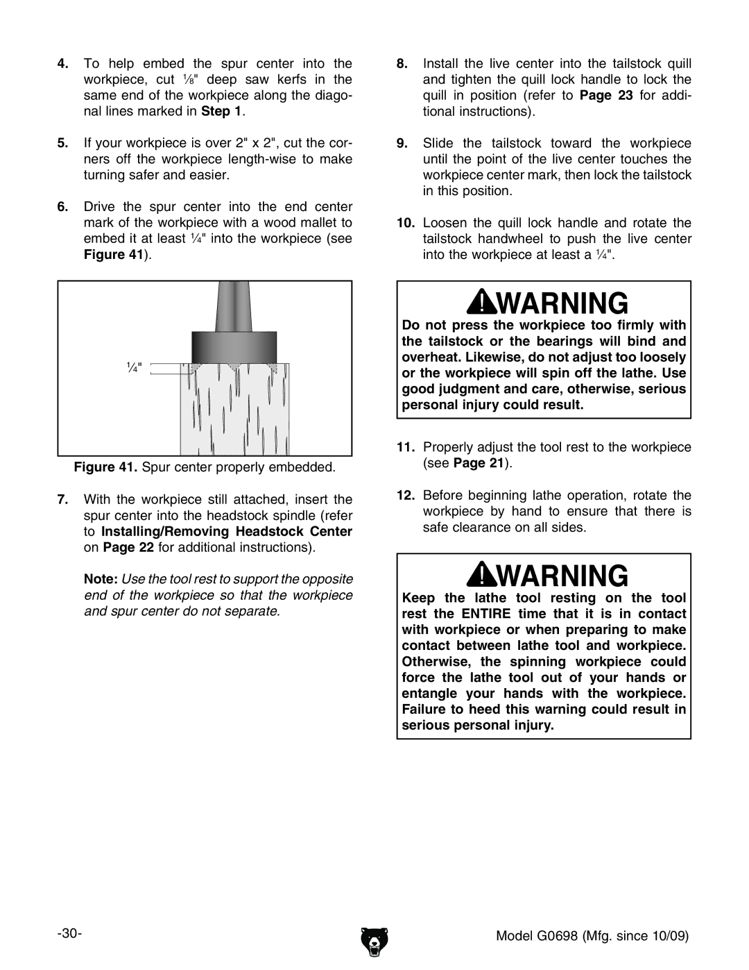 Grizzly G0698 owner manual HejgXZciZgegdeZganZbWZYYZY#, hZZ Page 21# 