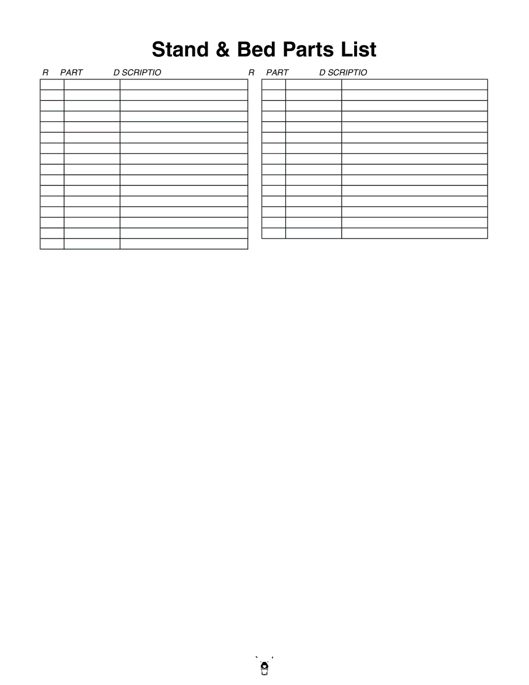 Grizzly G0698 owner manual Stand & Bed Parts List, Description 