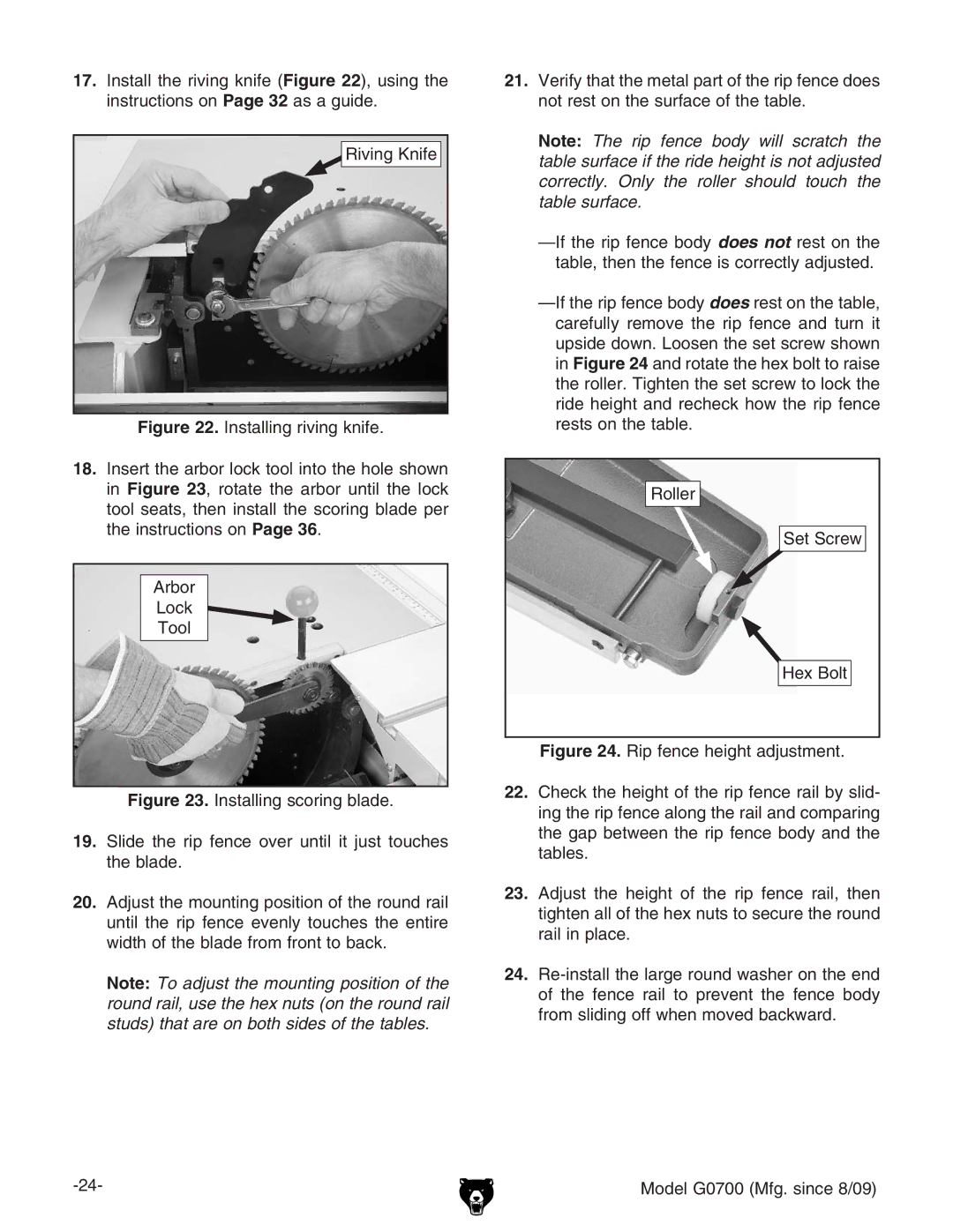 Grizzly G0700 owner manual 