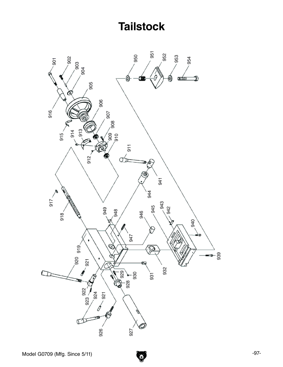 Grizzly G0709 owner manual Tailstock 