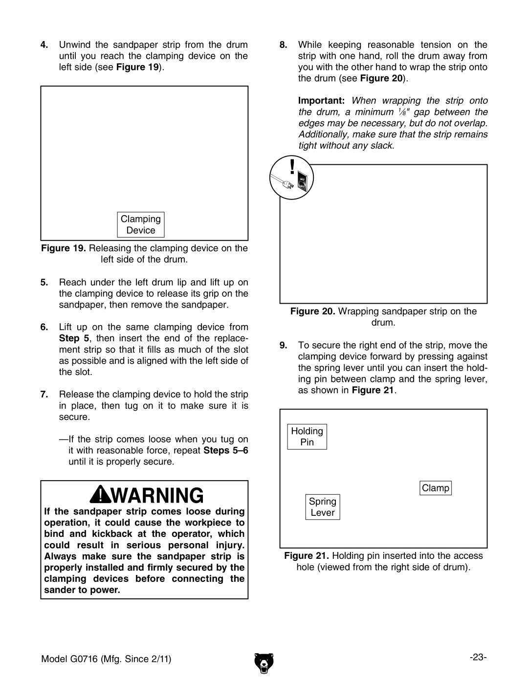 Grizzly G0716 owner manual 