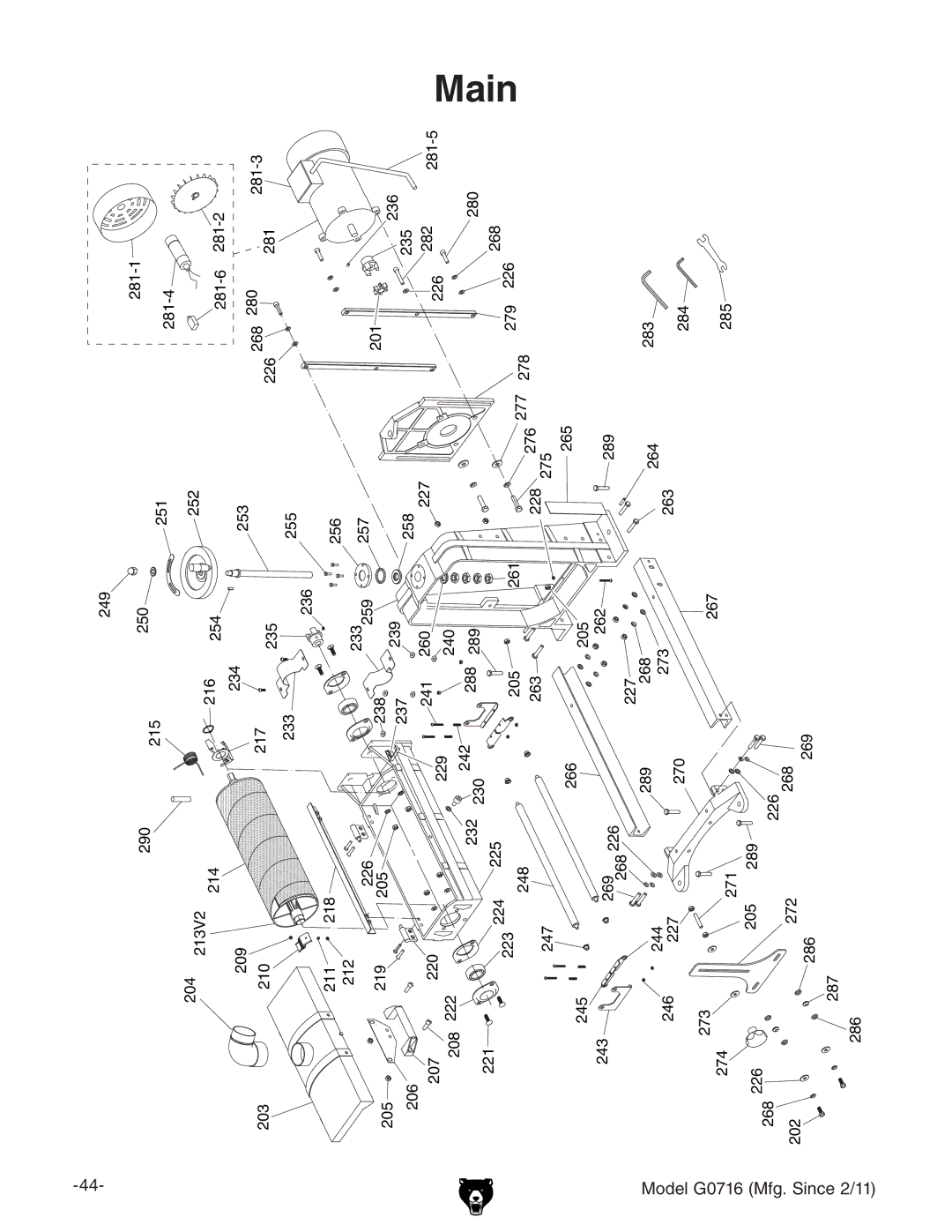 Grizzly G0716 owner manual Main 