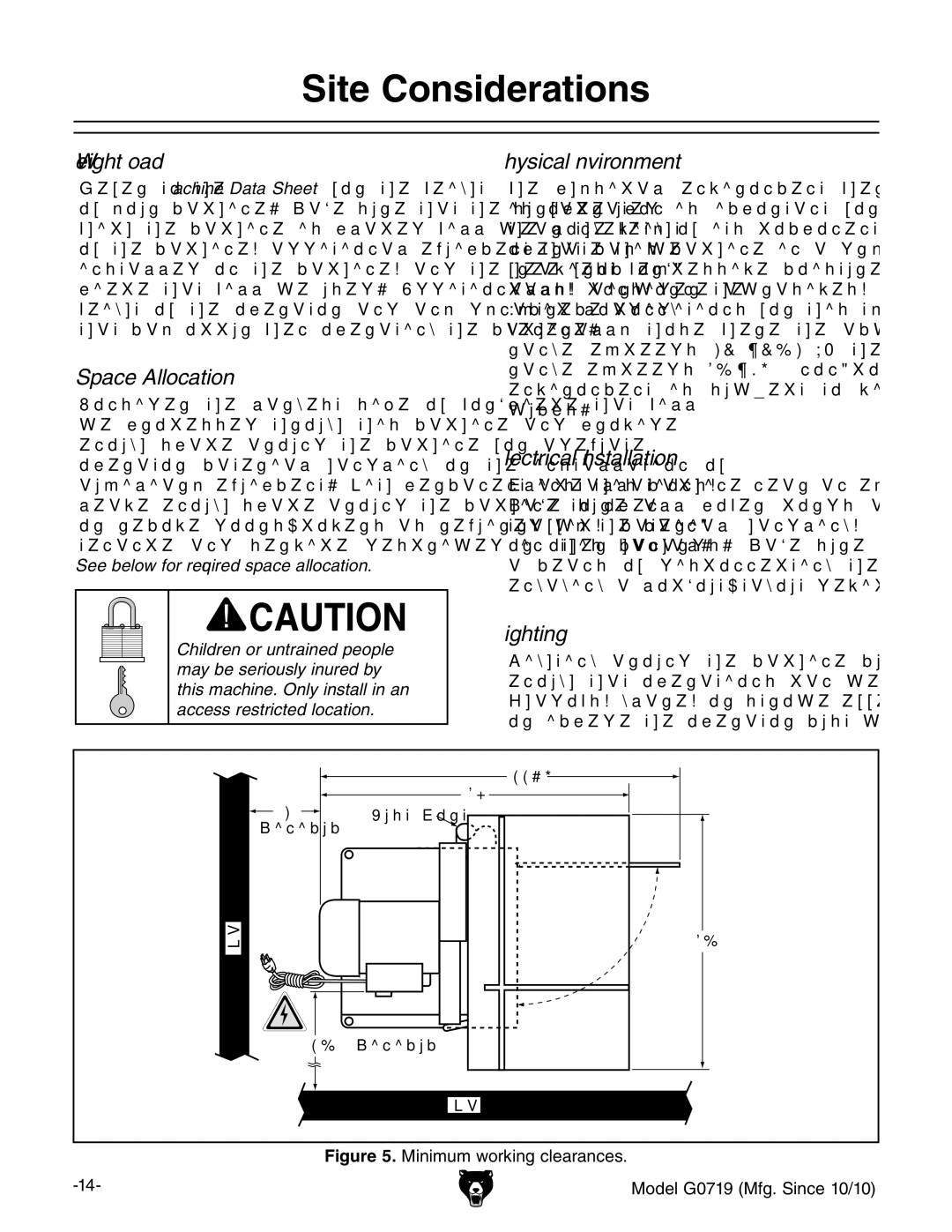 Grizzly G0719 owner manual Site Considerations, Weight Load 