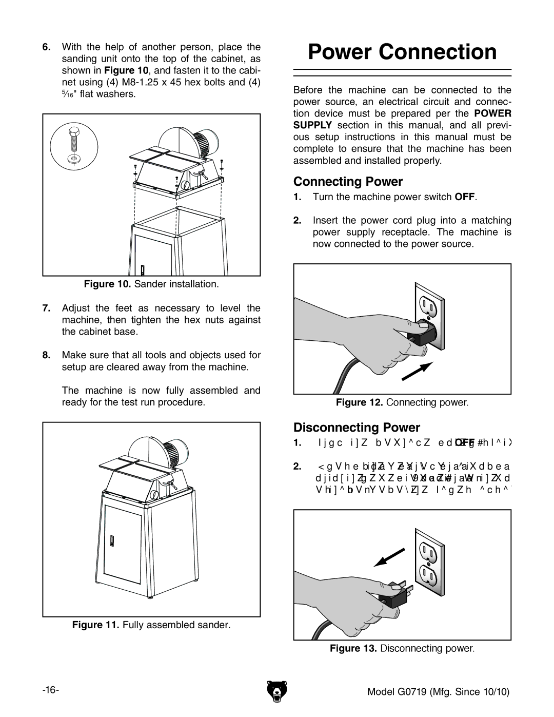 Grizzly G0719 owner manual Power Connection, Connecting Power 