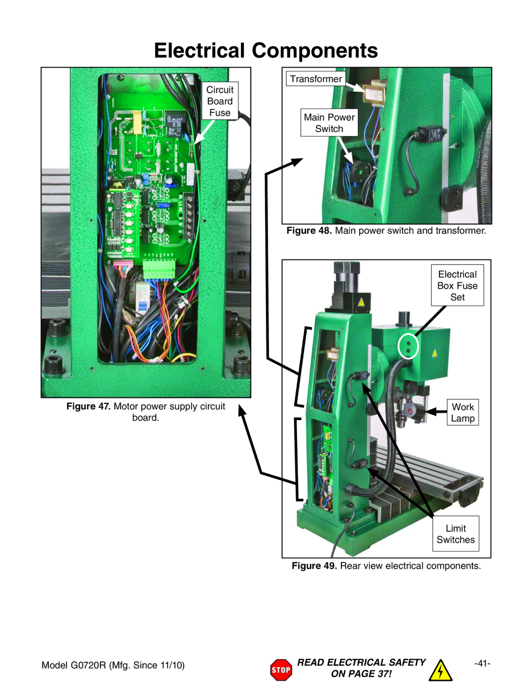 Grizzly G0720R owner manual Electrical Components, IgVchdgbZg BVcEdlZg HliX 