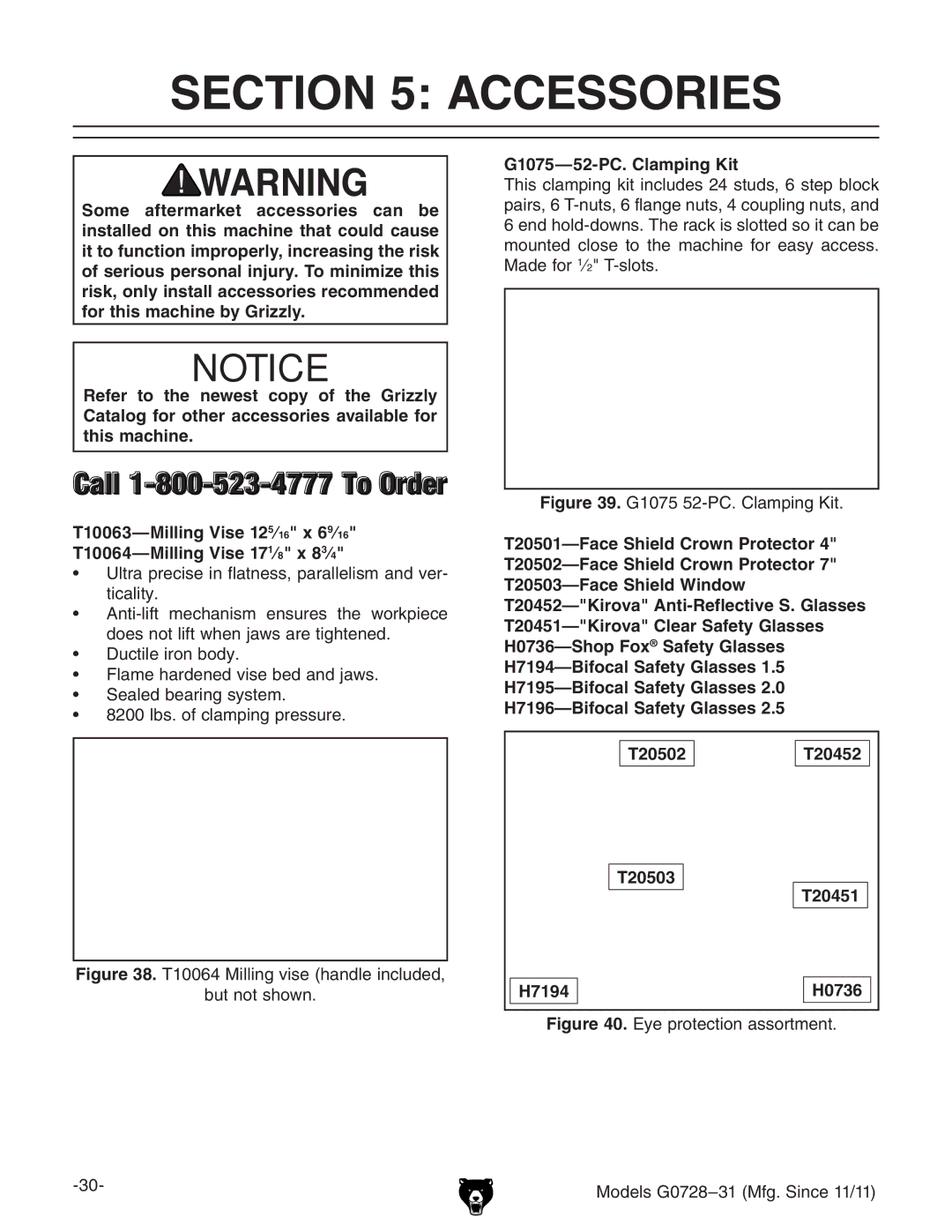 Grizzly G0728 owner manual Accessories, Wjicdihdlc# 