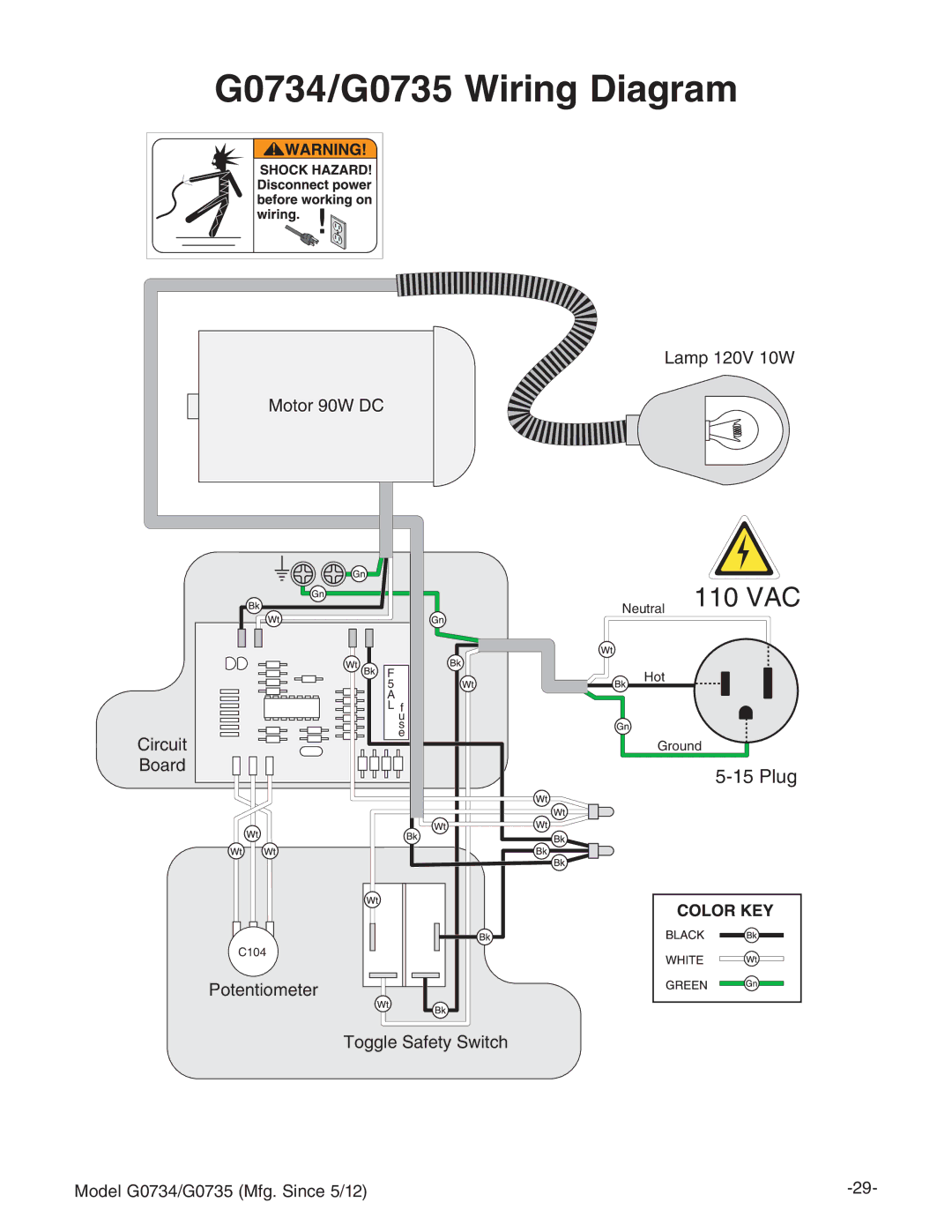 Grizzly owner manual G0734/G0735 Wiring Diagram, Bdidg.%L98 AVbe&%K&%L, 8gXji 