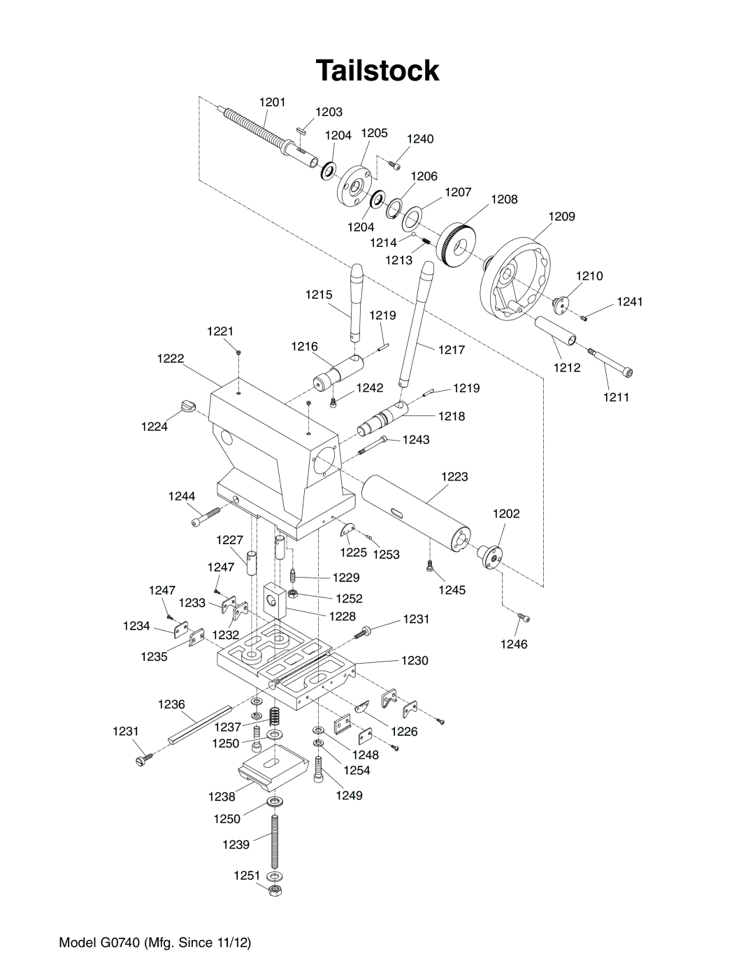 Grizzly G0740 owner manual Tailstock 