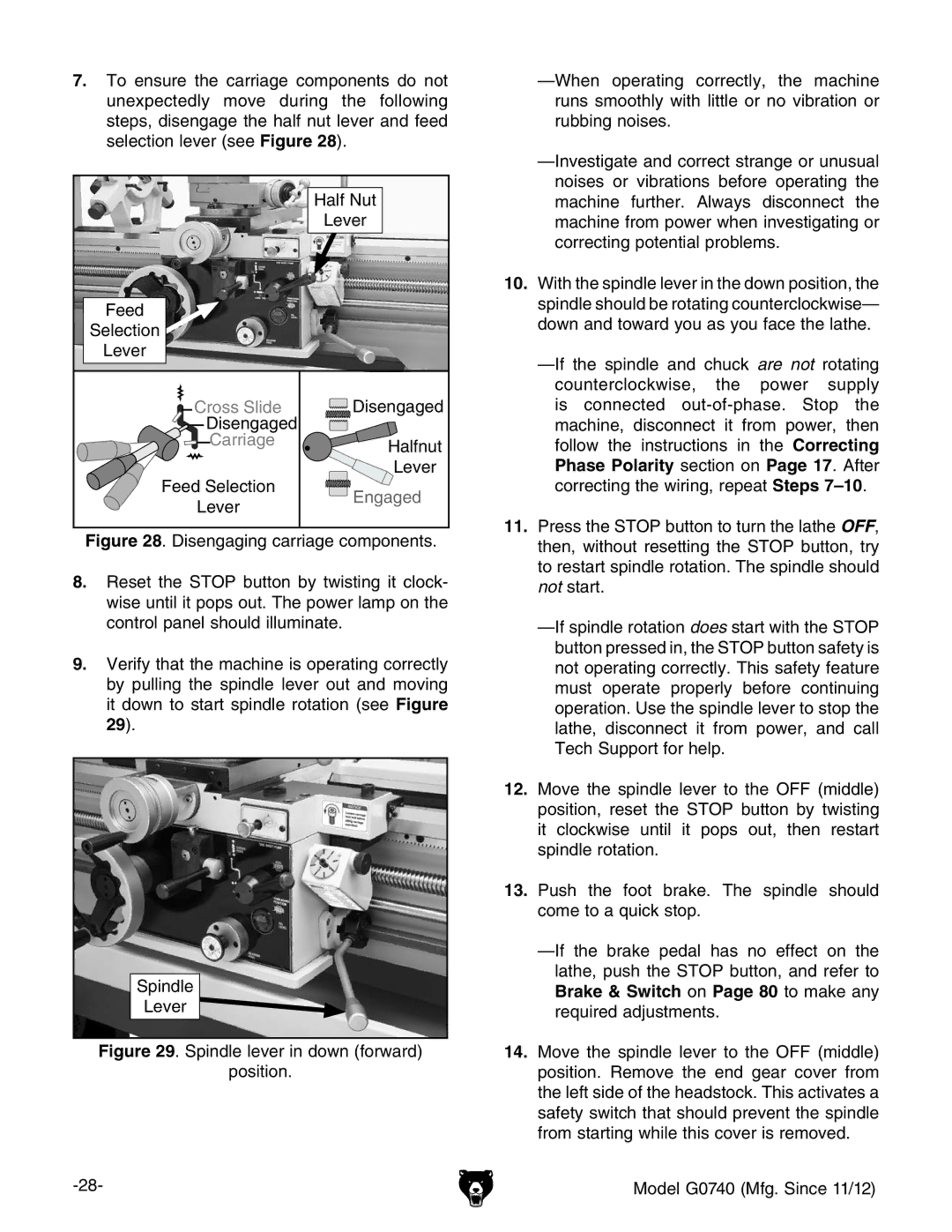 Grizzly G0740 owner manual Cross Slide 