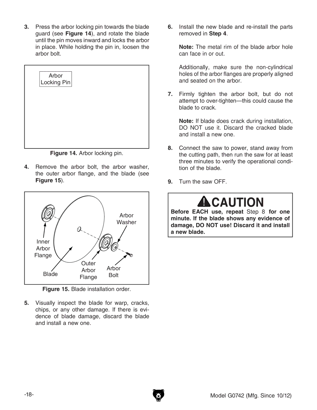 Grizzly G0742 owner manual 6gWdg AdX`c\Ec, LVhZg, AVc\Z DjiZg,  IjgciZhVlOFF# 