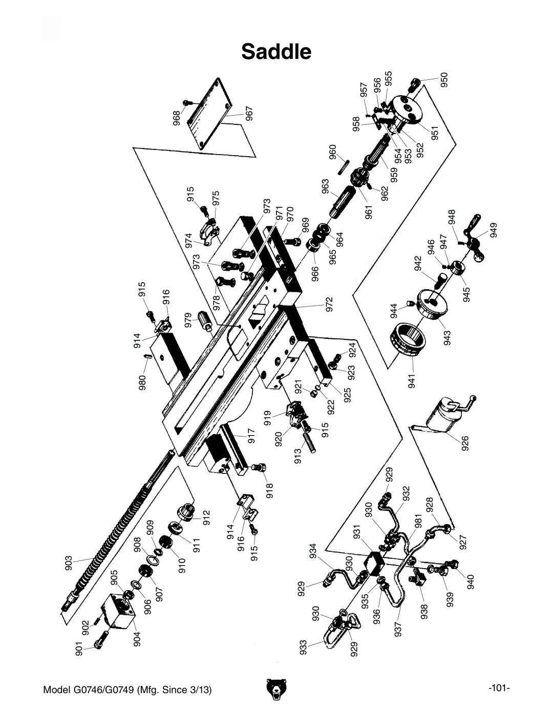 Grizzly g0749, g0746 owner manual Saddle 