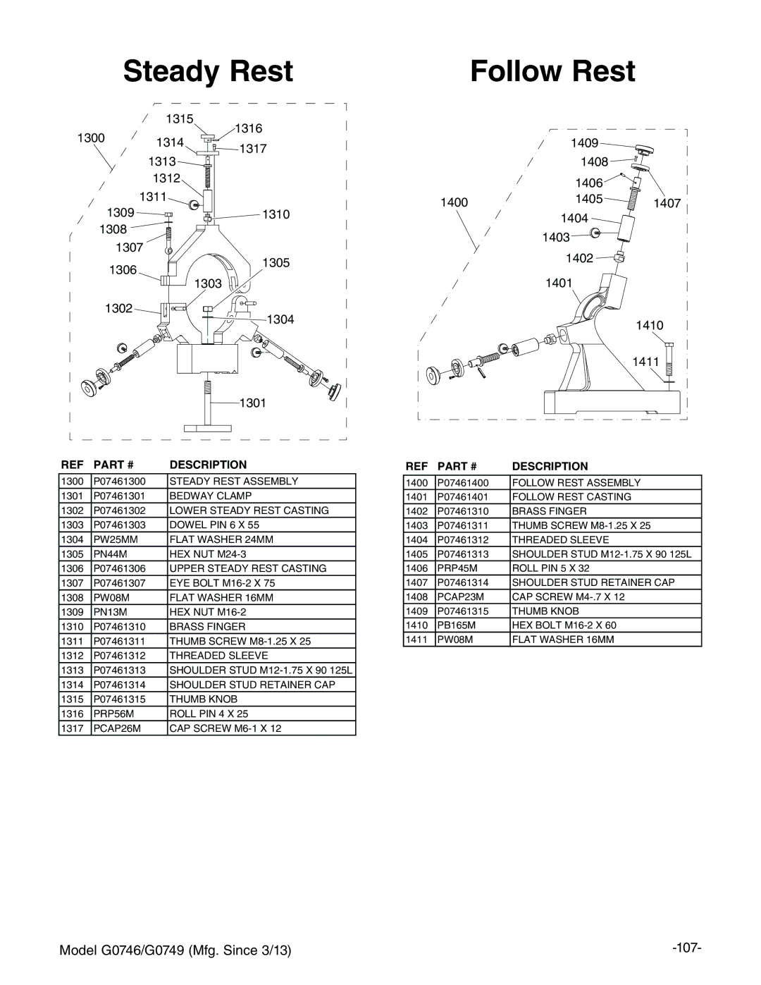 Grizzly g0749, g0746 owner manual Model G0746/G0749 Mfg. Since 3/13 107 