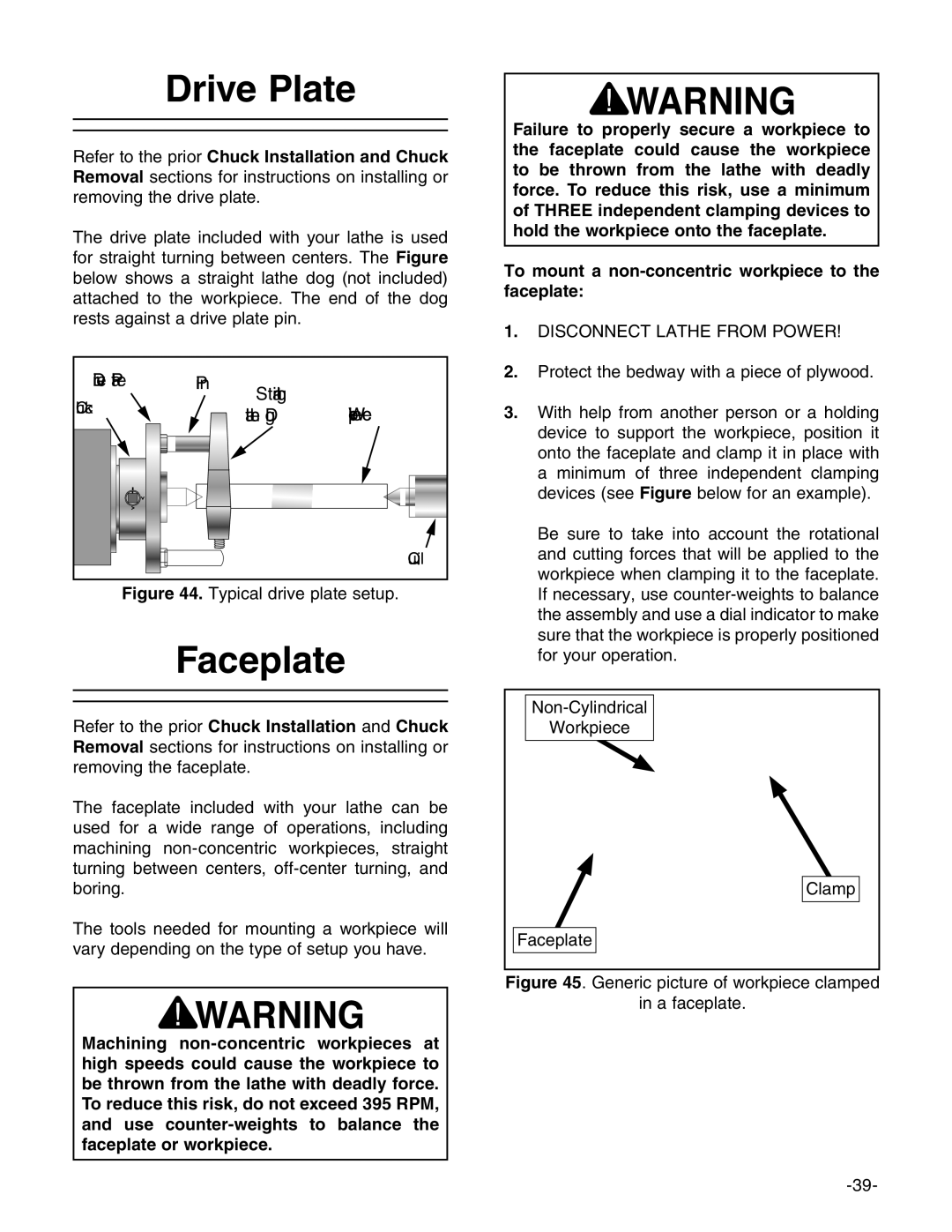 Grizzly g0749, g0746 owner manual Drive Plate, Faceplate 