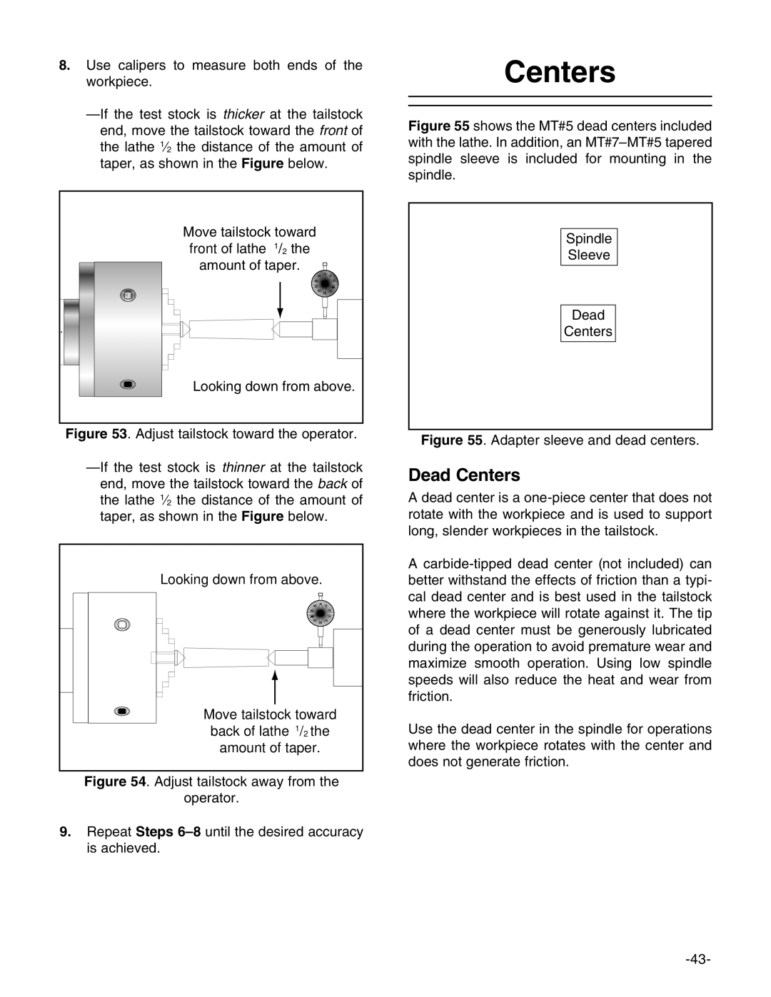 Grizzly g0749, g0746 owner manual Dead Centers 