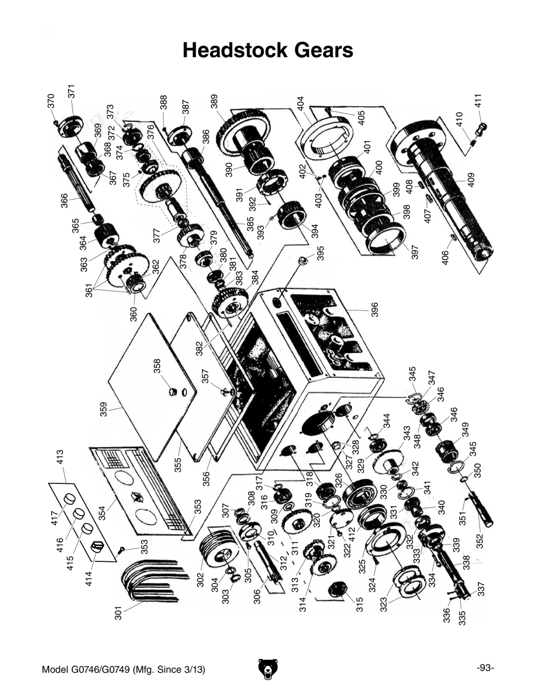 Grizzly g0749, g0746 owner manual Gears 