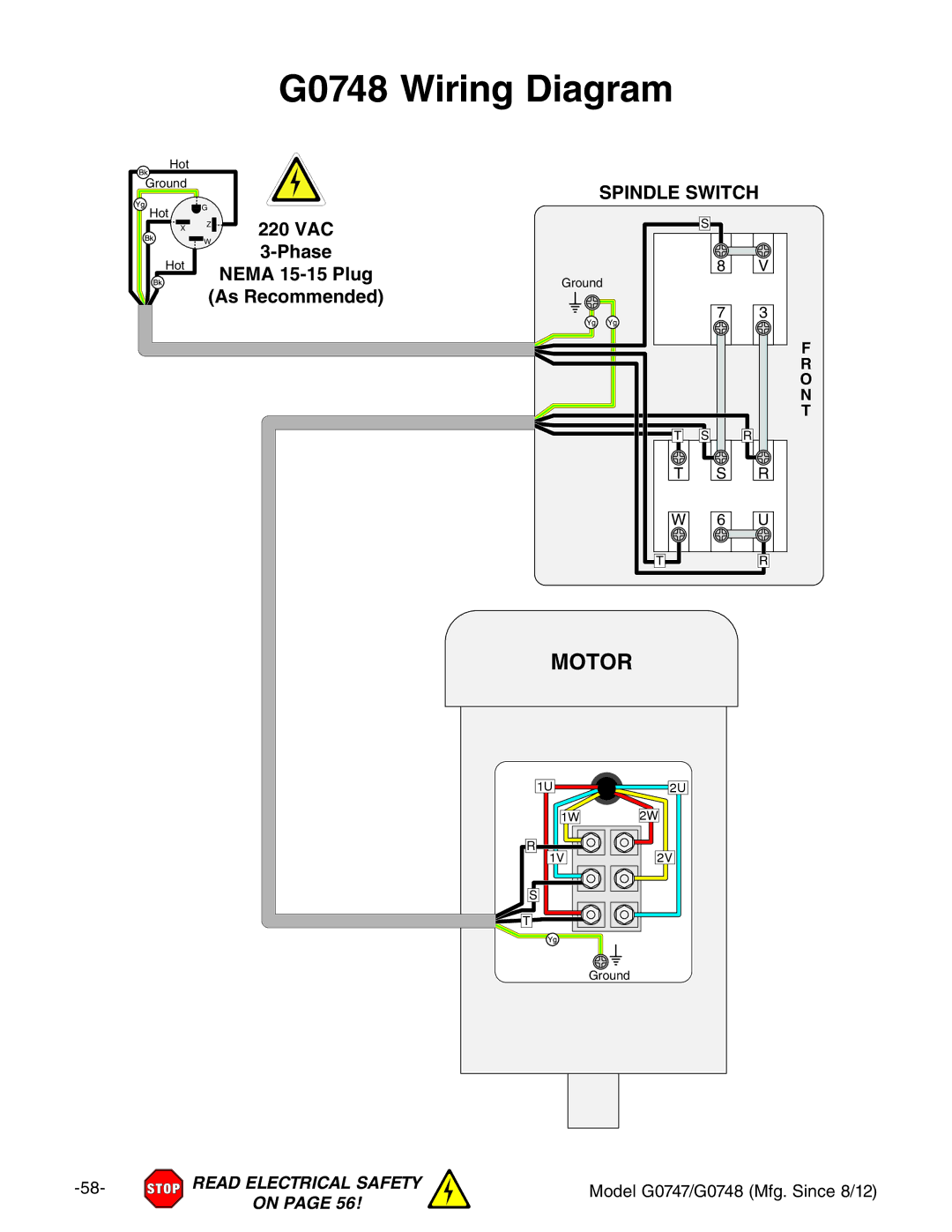 Grizzly G0747 and G0748 owner manual G0748 Wiring Diagram 