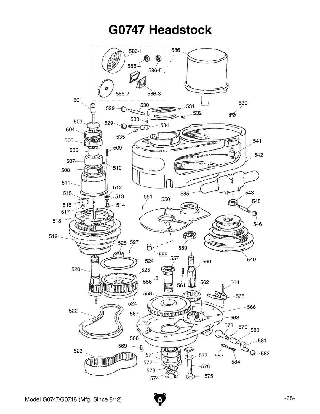 Grizzly G0747 and G0748 owner manual G0747 Headstock 