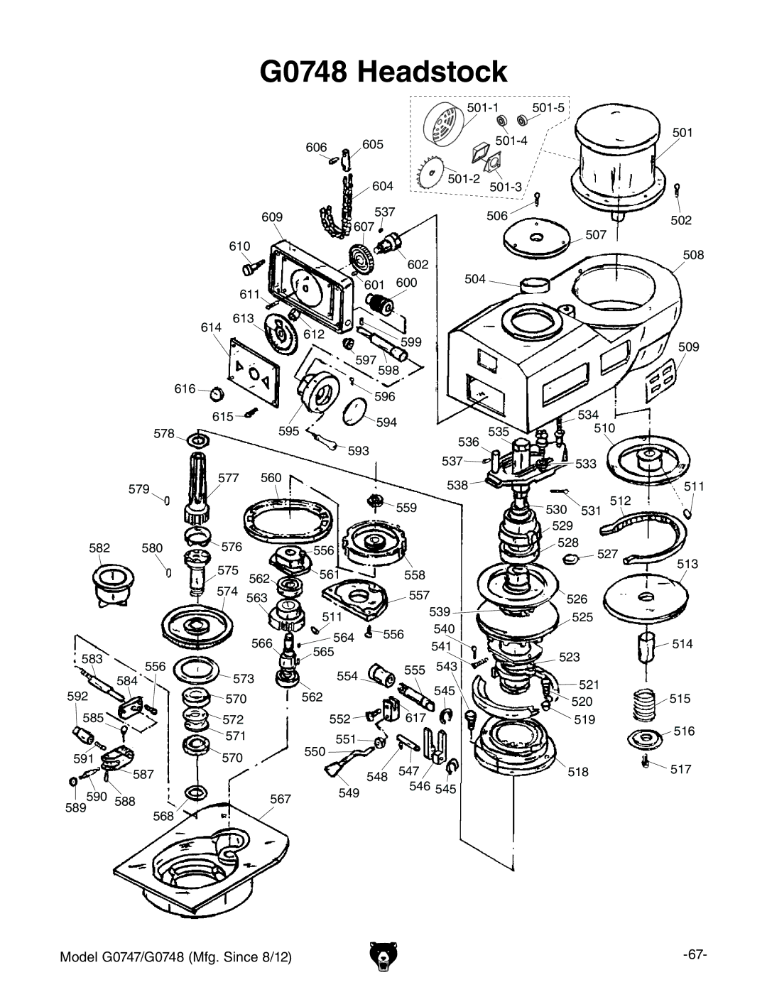 Grizzly G0747 and G0748 owner manual G0748 Headstock 