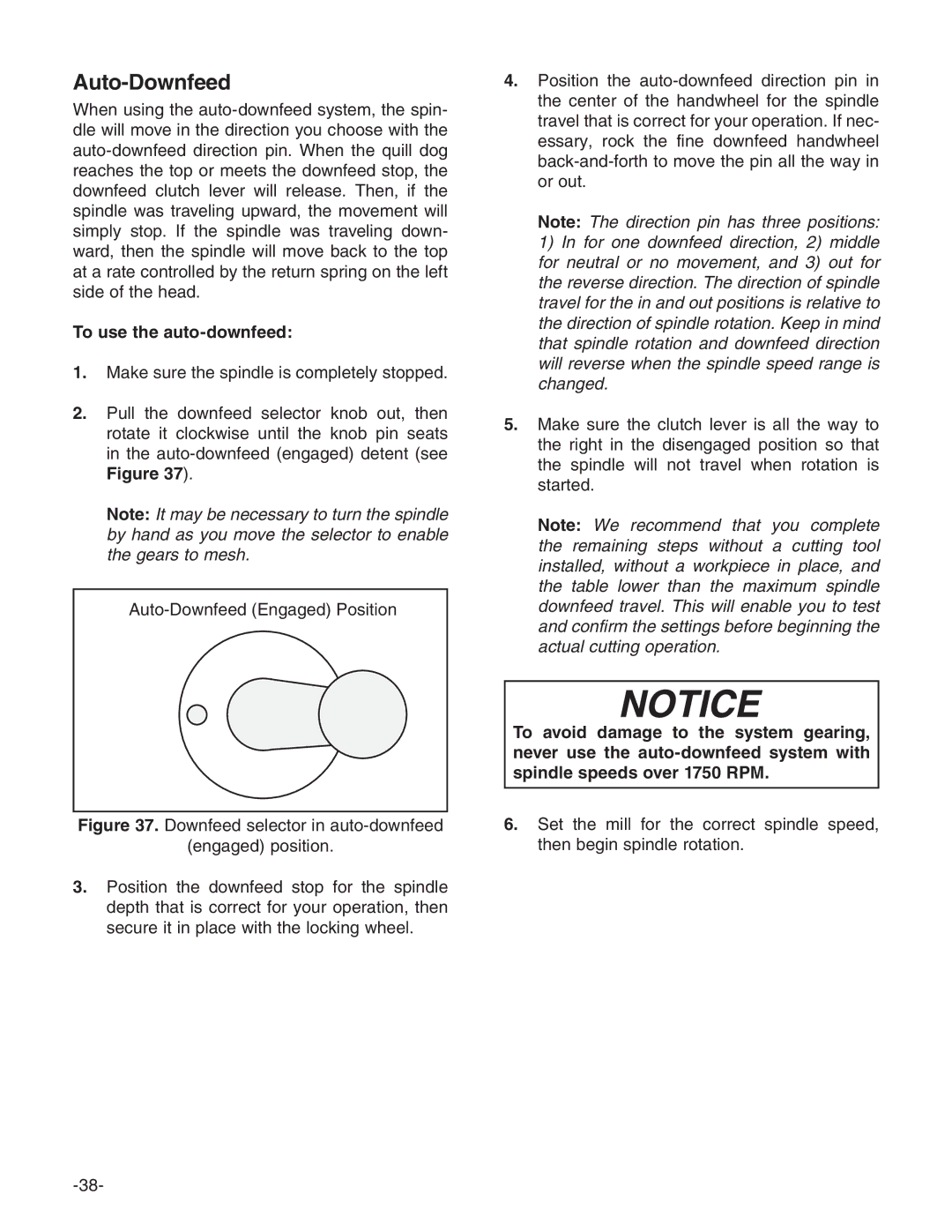 Grizzly g0747, g0748 owner manual Auto-Downfeed, To use the auto-downfeed 