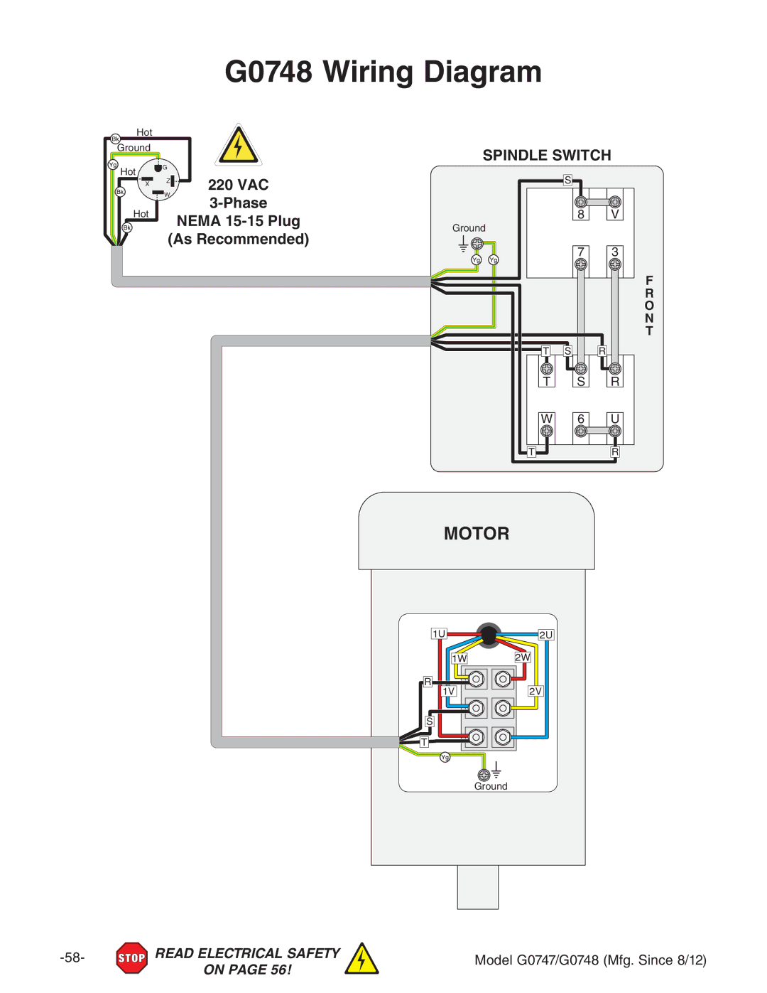 Grizzly g0747, g0748 owner manual G0748 Wiring Diagram 