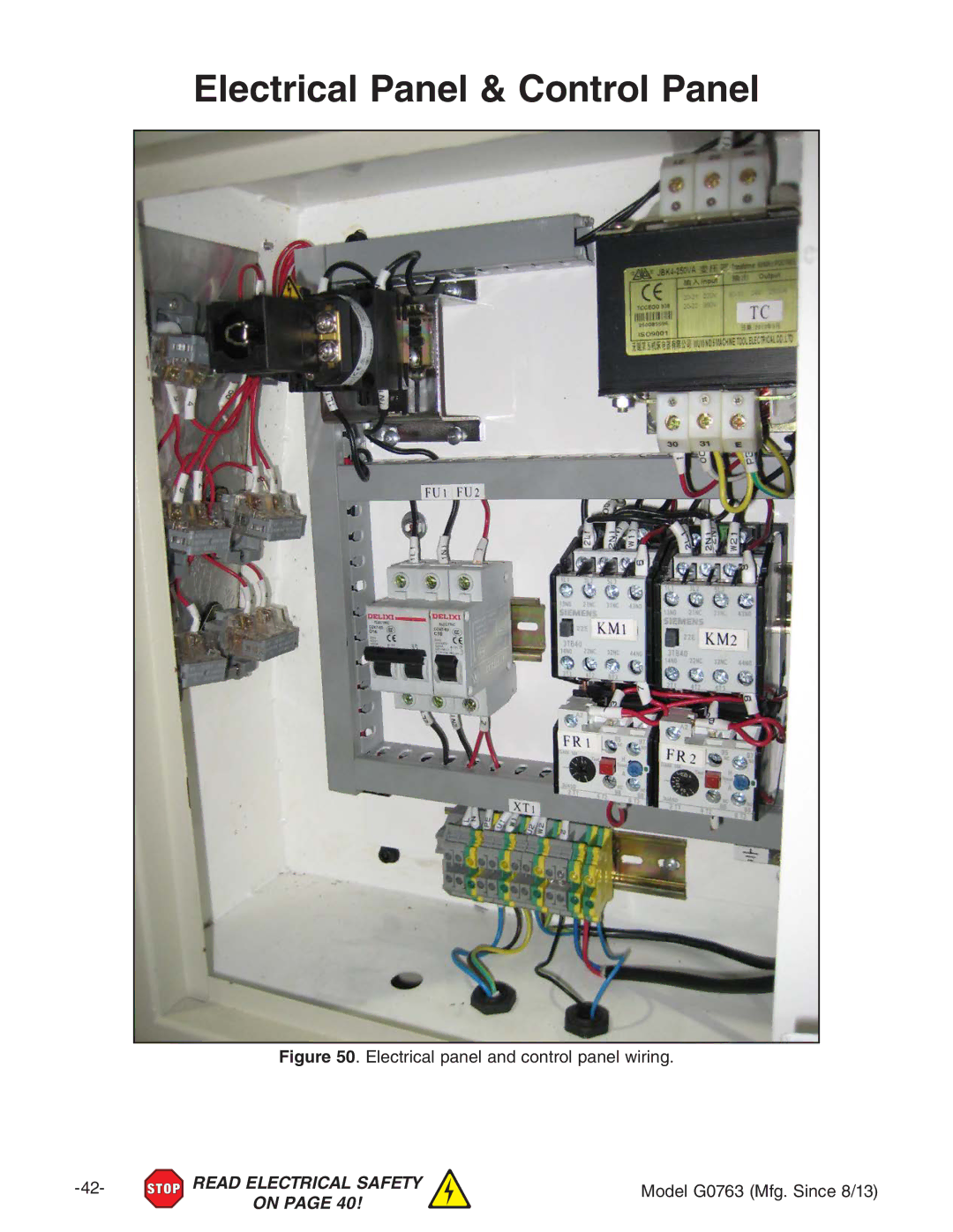 Grizzly G0763 owner manual Electrical Panel & Control Panel, Electrical panel and control panel wiring 