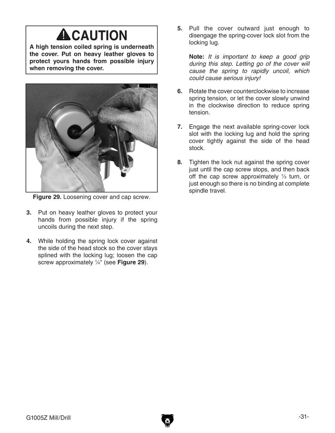 Grizzly G1005Z owner manual 