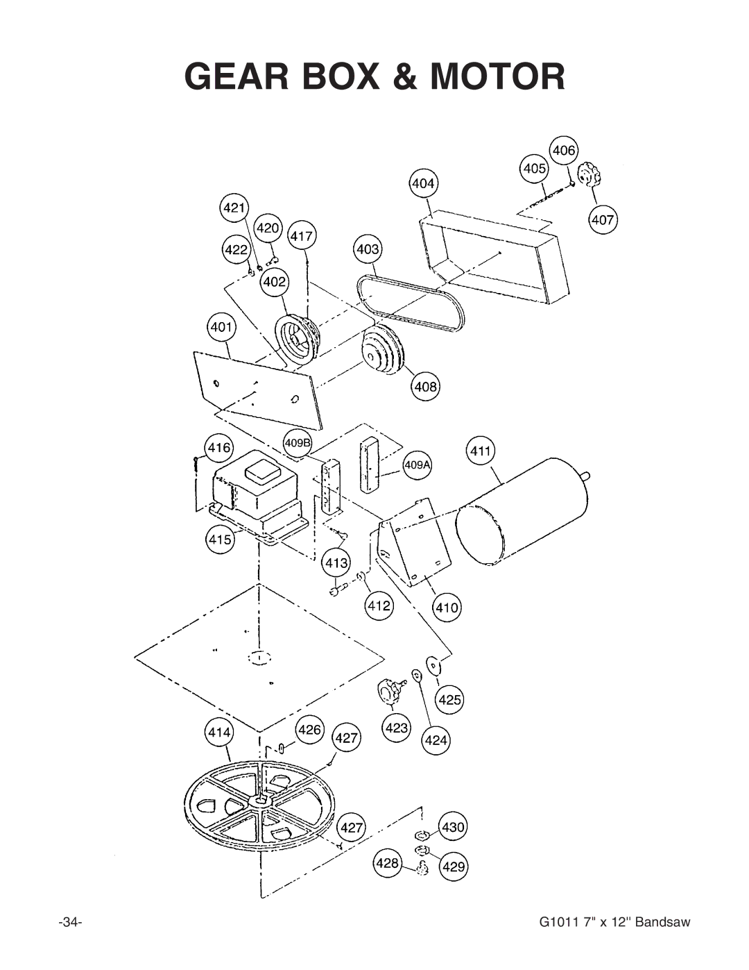 Grizzly G1011Z instruction manual Gear BOX & Motor 